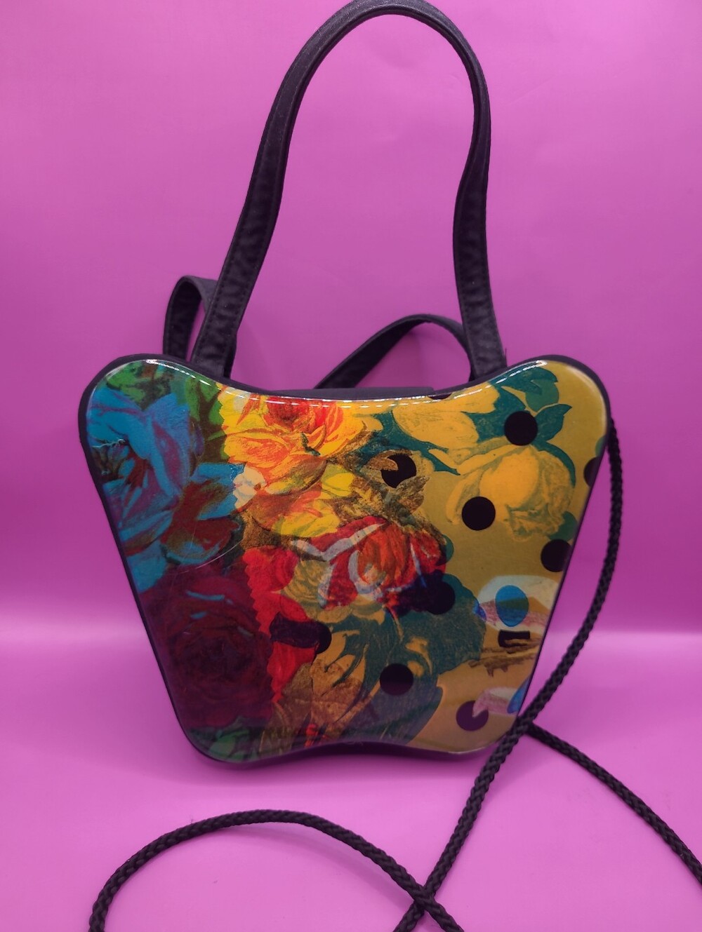 Vintage Angela Frascone Resin Purse Oriental Floral Design Small - Picture 5 of 11